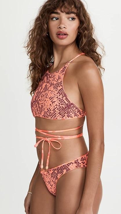 NWT Maaji Swirl Tulip Snakeskin Reversible Babydoll High Neck Bikini Top 120763