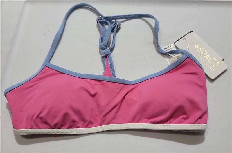 NWT L*Space XS Pamela Bikini Top Swimsuit Pink White Blue BWA 120782
