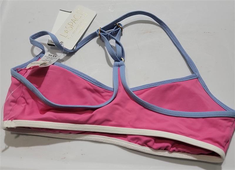 NWT L*Space XS Pamela Bikini Top Swimsuit Pink White Blue BWA 120782