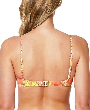 NWT Sanctuary Orange Yellow Floral Mango V-Neck Bikini Top 120784