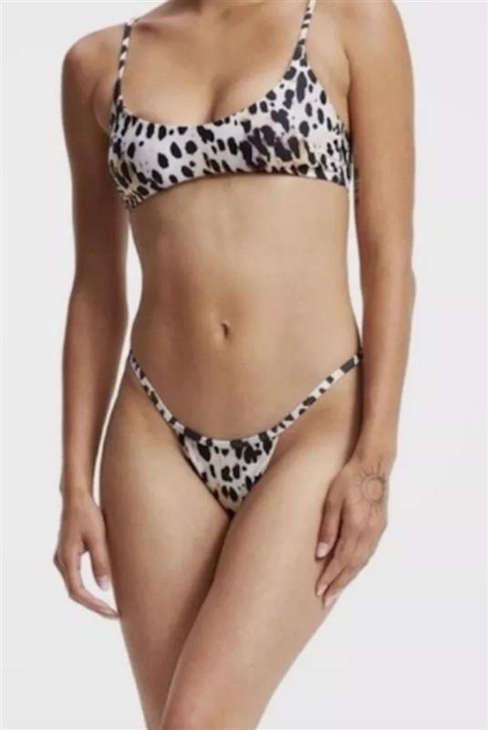 NWT Good American sz 4 Rose Cheetah Bikini Bottom 120790