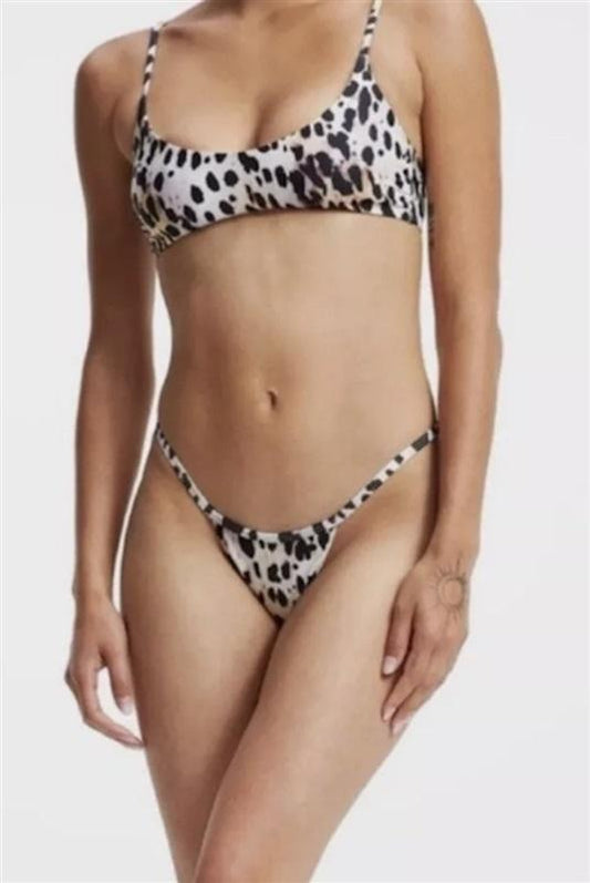NWT Good American sz 4 Rose Cheetah Bikini Bottom 120790