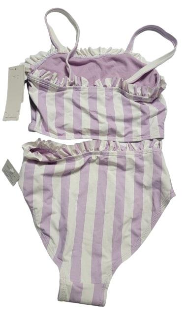 NWT Habitual Kids 10 Purple White Stripe Ruffle Bikini Top & Bottom 120795