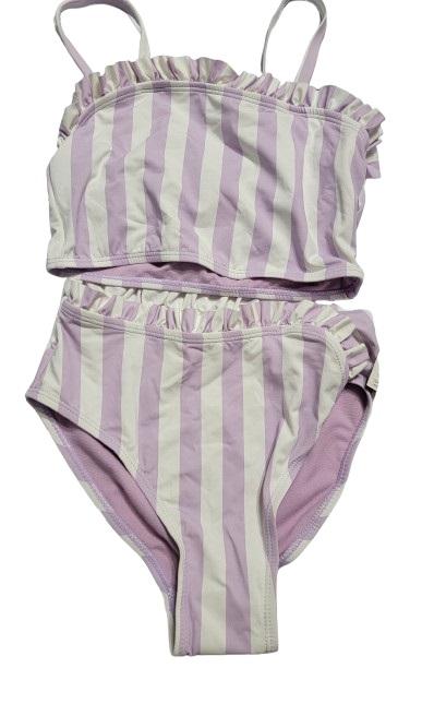 NWT Habitual Kids 10 Purple White Stripe Ruffle Bikini Top & Bottom 120795