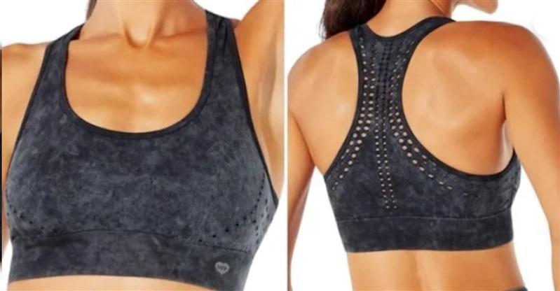NWOT WildFox L Stonewashed Laser Cut Sports Bra Black 120804
