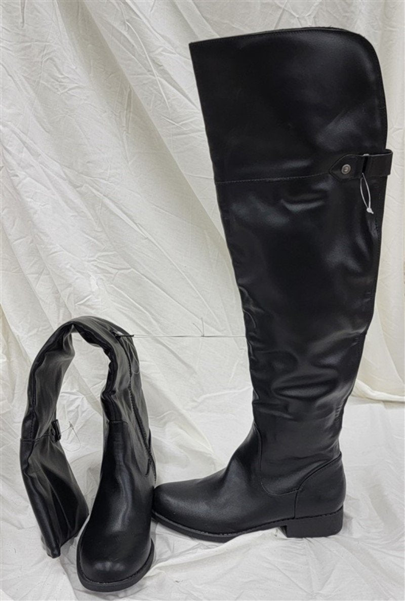 NWOT Sun & Stone 6 Allicce Over The Knee Boots Faux Leather Black 120811