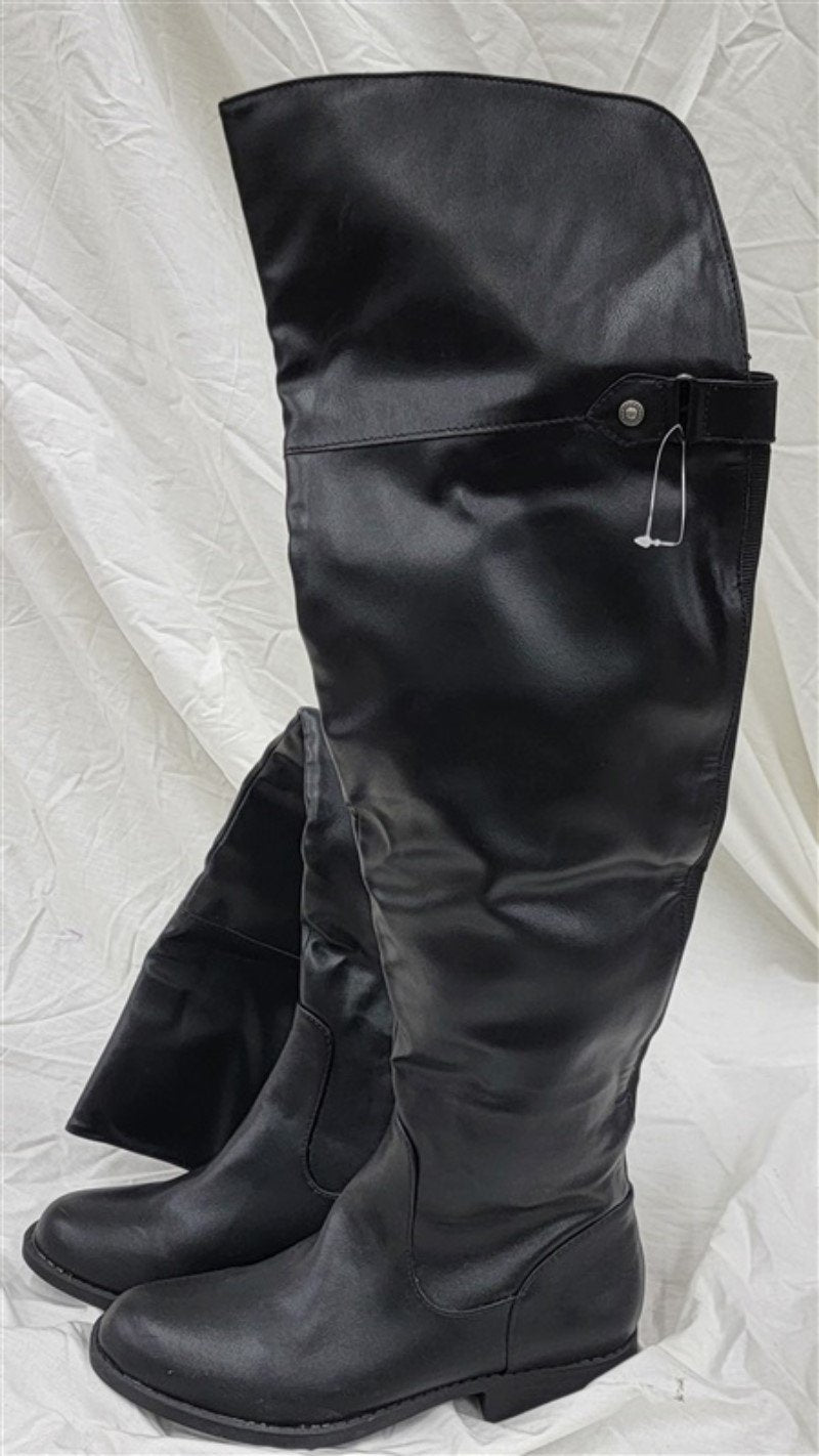 NWOT Sun & Stone 6 Allicce Over The Knee Boots Faux Leather Black 120811