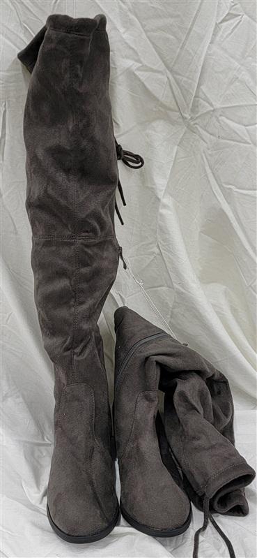 NWOT Journee Over The Knee Boots Faux Suede Gray 120812