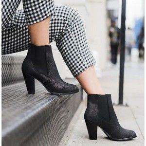 NWOT Thursday Boot Co 7.5 Galaxy Chelsea Ankle Boots Black Glitter 120813