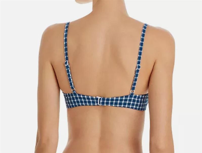 NWT Red Carter Coast Lace Front Gingham Underwire Swim Top Blue 120839