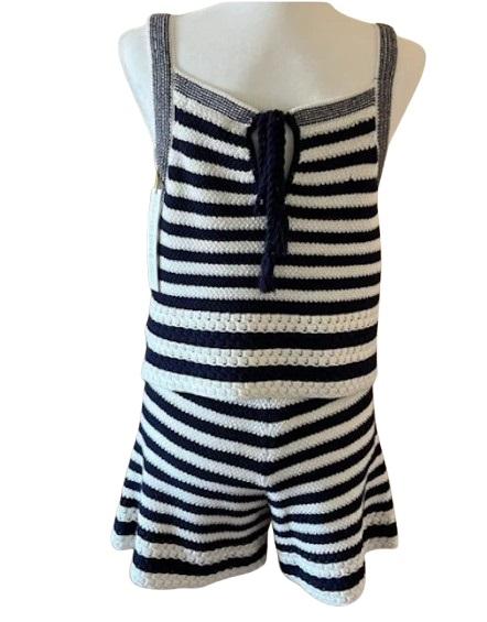 NWT House of Harlow M Blue & White Stripe Knit Short Set 120842