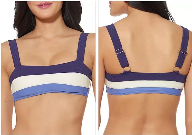 NWT Jessica Simpson XL Color Block Ribbed Bandeau Swim Top 120849