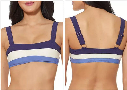 NWT Jessica Simpson XL Color Block Ribbed Bandeau Swim Top 120849