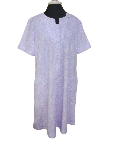 NWT Miss Elaine SM Paisley Print V-Neck Short Sleeve Snap Robe 120896