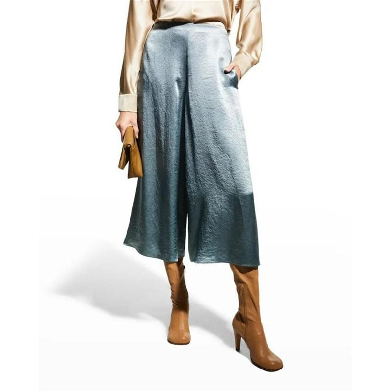 NWT Vince 20 Drape Azure Stone Satin Culottes Trouser Pants 120898