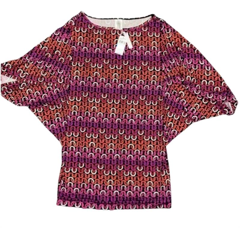 NWT Trina Turk L Echo Tunic Swim Cover-Up Black Pink Orange 120900