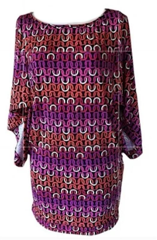 NWT Trina Turk L Echo Tunic Swim Cover-Up Black Pink Orange 120900