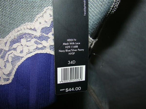 NWT Heidi Klum 34D Fit Mesh Lace Custom Lift Push-Up Bra H29-1168B 120977