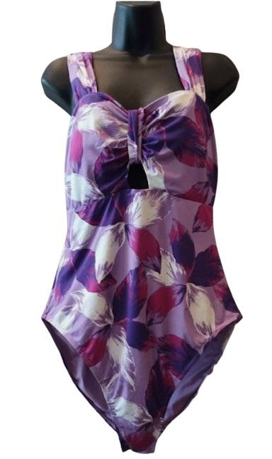 NWT Mynah M Purple Floral Abstract 1 PC Keyhole Swimsuit 121003
