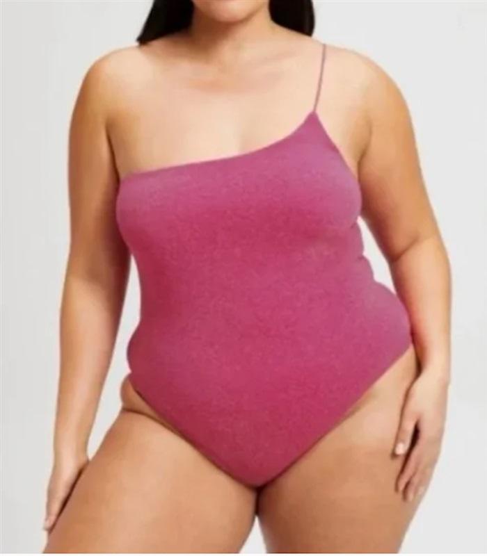 NWT Good American 4 XL 1 Shoulder Fuschia Pink 1PC Swimsuit 121007