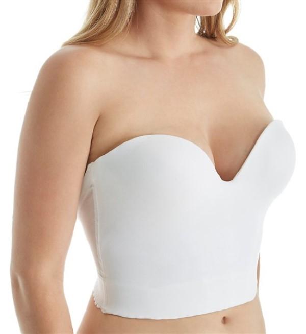 NWOT Carnival 38B Invisible Plunge Longline Bustier Bra 206 White 121032