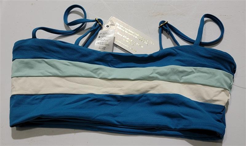 NWT L*Space XS Rebel Stripe Color Block Bikini Swim Top Blue 121036