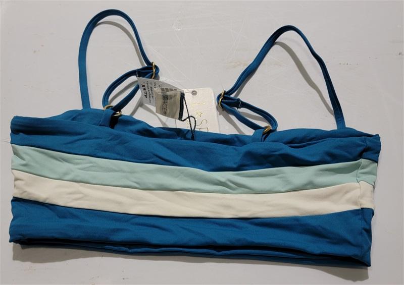 NWT L*Space XS Rebel Stripe Color Block Bikini Swim Top Blue 121036
