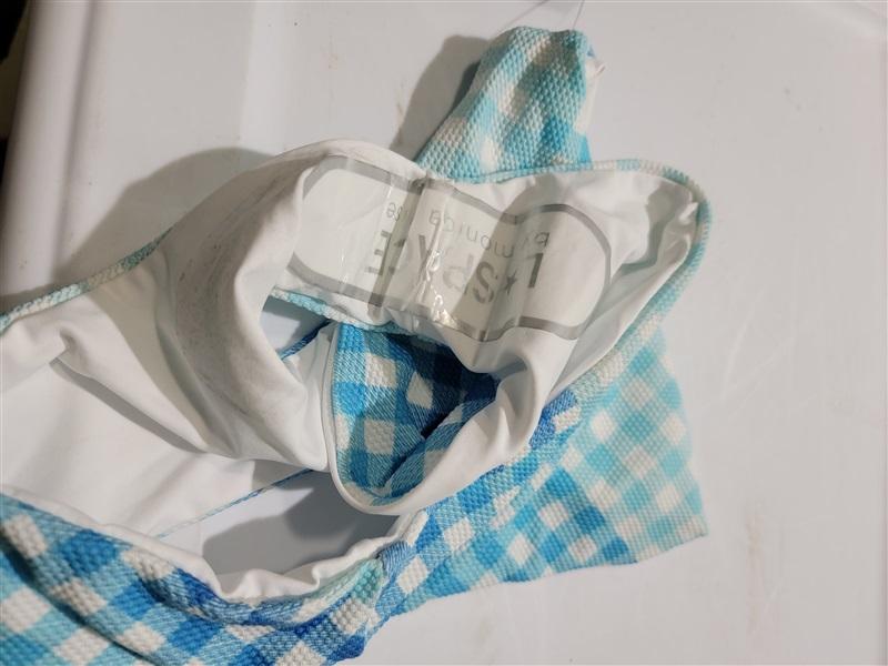 NWOTD L*Space M Sandy Classic Bikini Swim Bottom Blue Gingham 121038