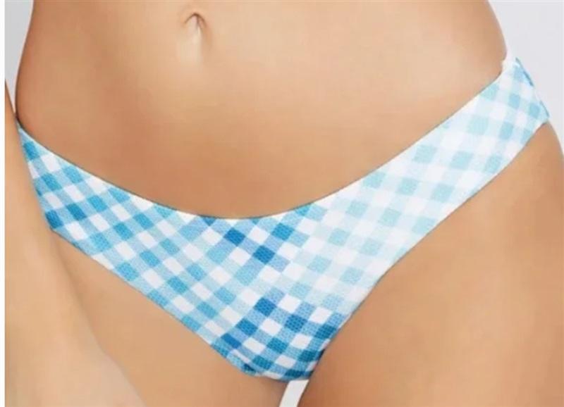 NWOTD L*Space M Sandy Classic Bikini Swim Bottom Blue Gingham 121038