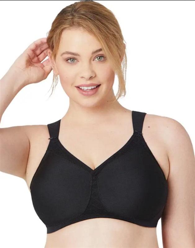 NWOT Glamorise 46DD Soft Shoulders Full-Figure T-Shirt Bra 1080 Black 121049