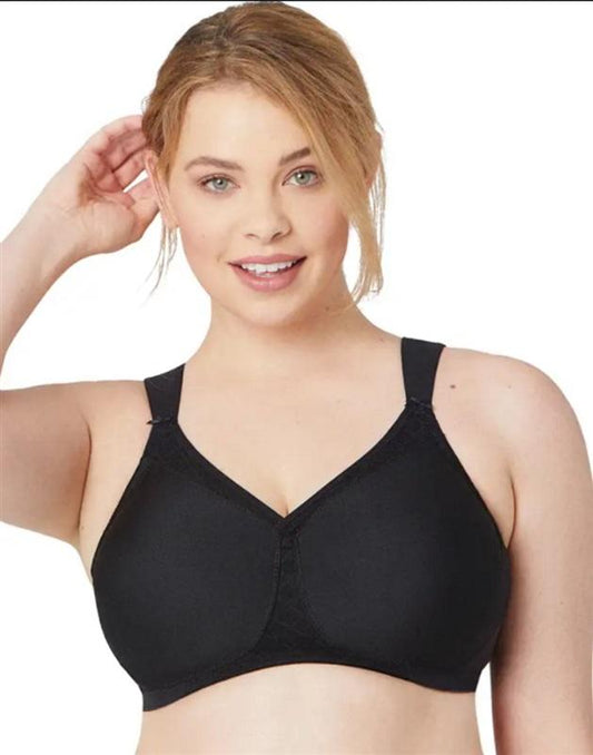 NWOT Glamorise 46DD Soft Shoulders Full-Figure T-Shirt Bra 1080 Black 121049