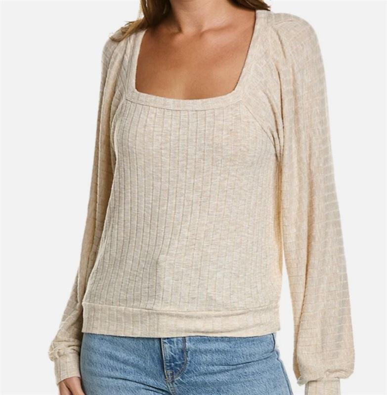 NWOT Michael Stars S Polly Square Neck Butter Ribbed Top 121074