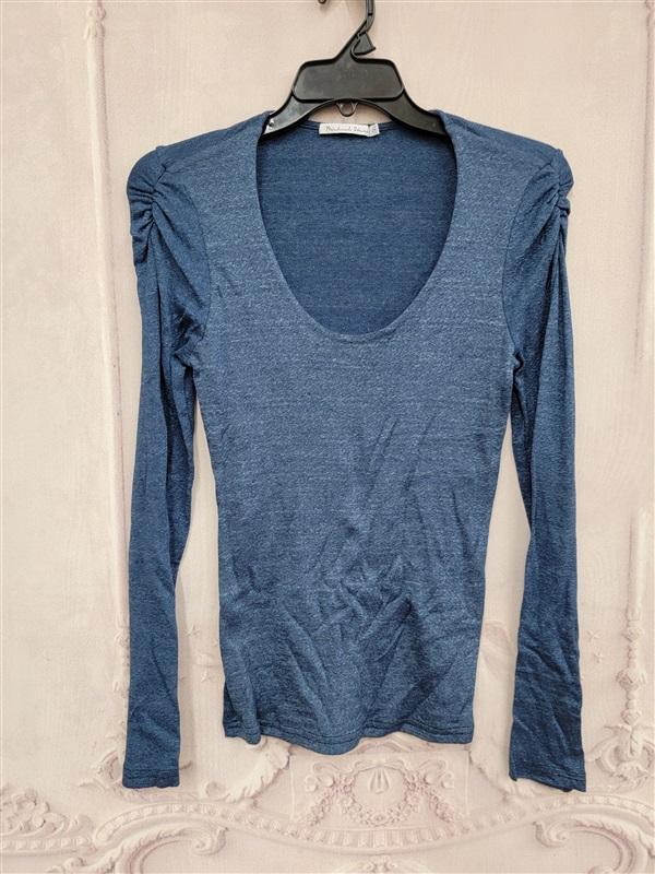 NWOT Michael Stars OS Long Sleeve T Shirt Blue Sparkle 121087