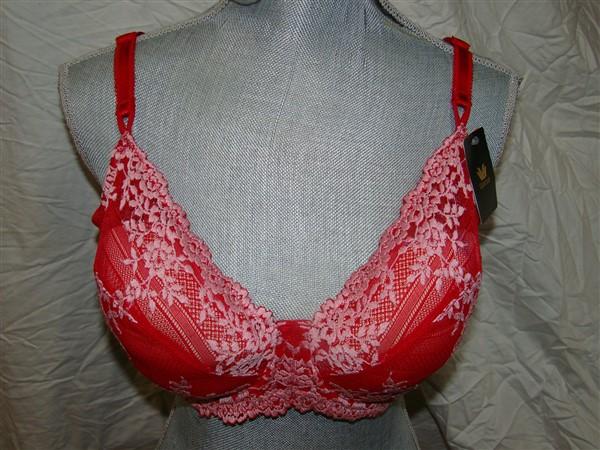 NWT Wacoal 34C Embrace Lace Red Pink Underwire Bra 65191 121103