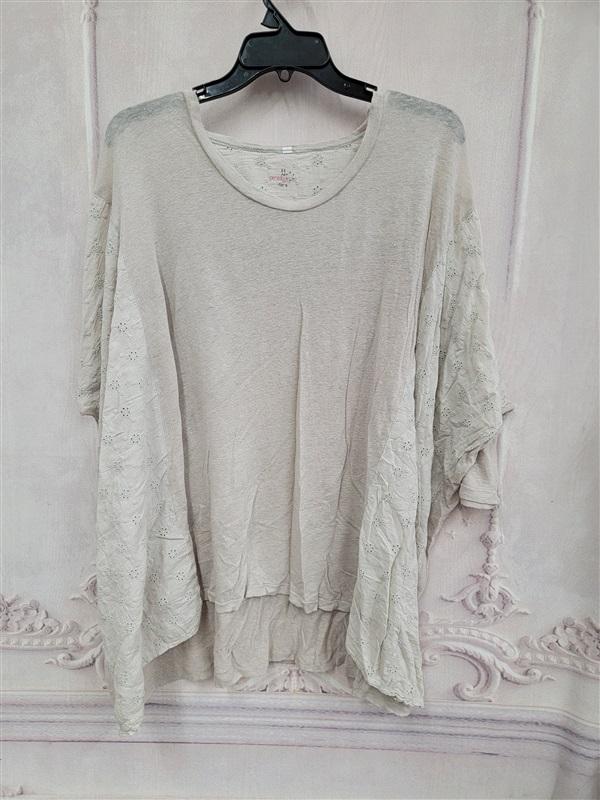 NWOT pete & greta Sz S Linen Eyelet Ecru Tunic Top 121121