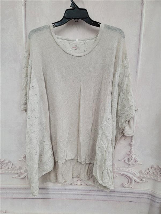 NWOT pete & greta Sz S Linen Eyelet Ecru Tunic Top 121121