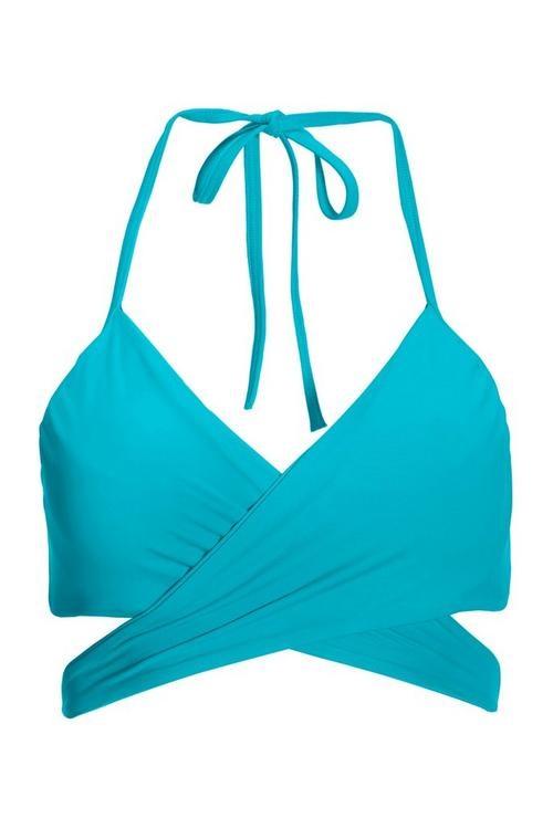 NWT Carmen Marc Valvo Mod Wrap M Halter Underwired Wrap Bikini Swim Top 121131