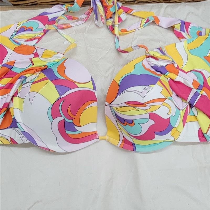 NWT Carmen Marc Valvo Mod Wrap M Halter Underwired Wrap Bikini Swim Top 121131