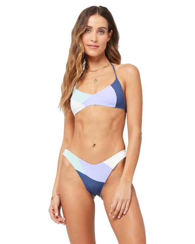 NWT L*Space XS Sea Glass Color Block Bikini Swim Top SPW 121158