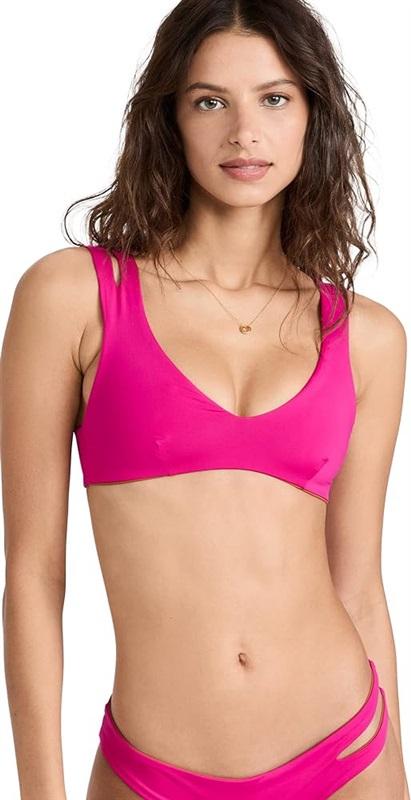 NWOTD L*Space M One Wave Bikini Top Reversible Brown & Pink 121161