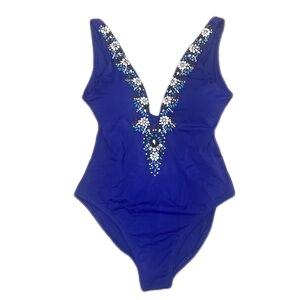 NWOT Boston Proper Amita Naithani L Embellished Plunge 1PC Swimsuit 121167