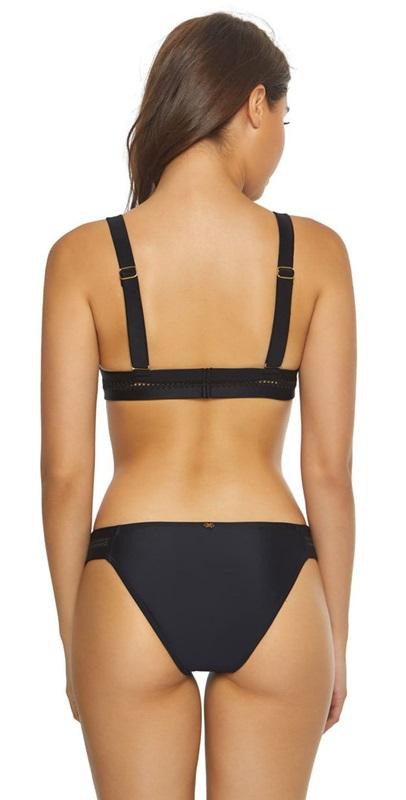 NWT Pilyq Midnight Gold Stitched Side Tab Teeny Black Bikini Bottoms 121223