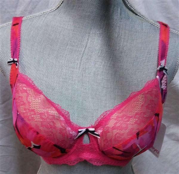 NWT Freya 32G USA Hot House Underwire Plunge Bra AA2531 Pink Red Lace 121247