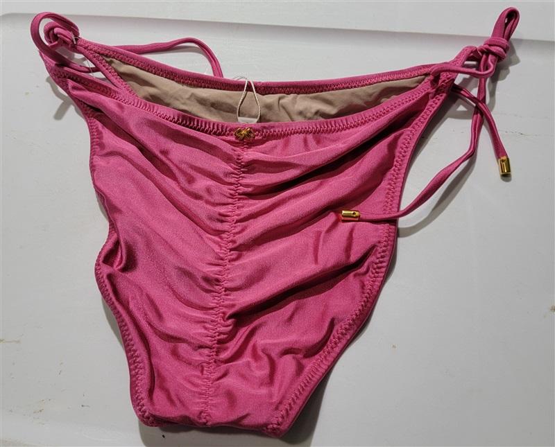 NWT Pilyq L CPK Pink Side-Tie Ruched Full Bikini Swim Bottom 121256