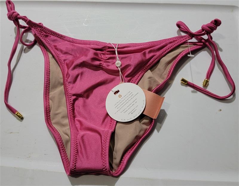 NWT Pilyq L CPK Pink Side-Tie Ruched Full Bikini Swim Bottom 121256