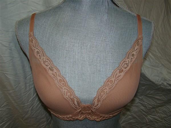 NWOT Natori 34DD Beige Feathers Bra Plunge Contour Style 730023 121259
