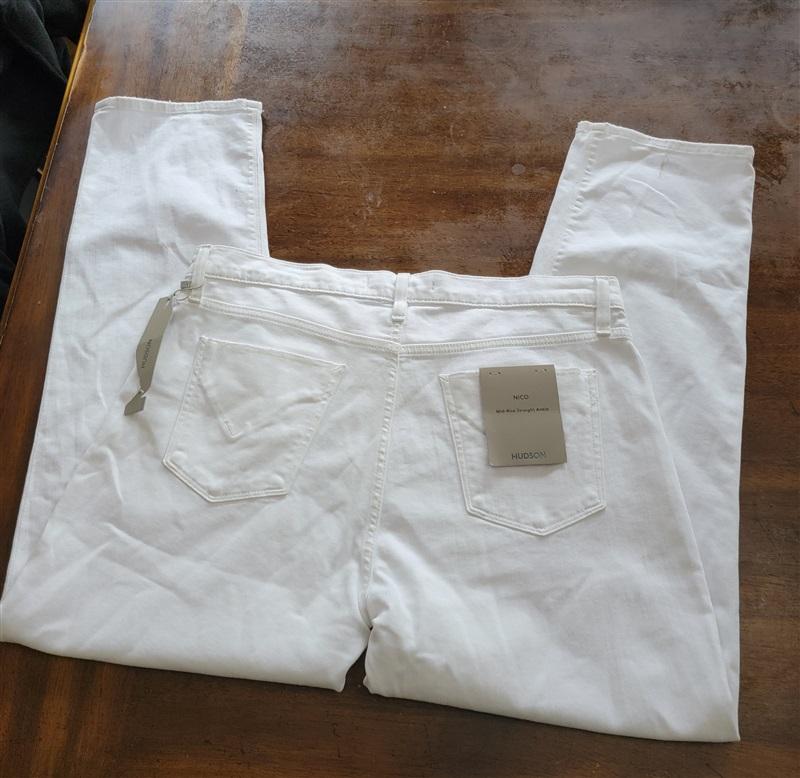 NWOT Hudson 32 Nico Mid Rise Straight Ankle Jeans White 121272