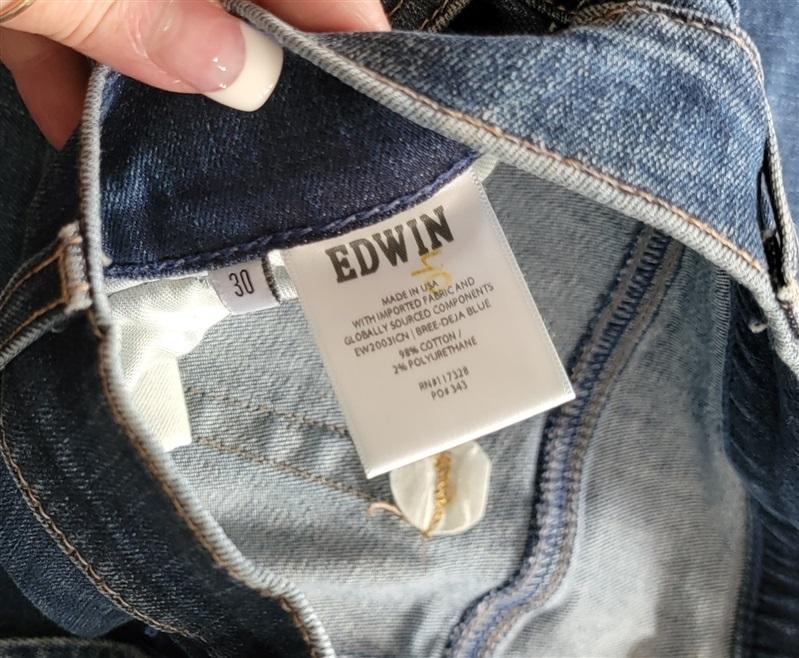 NWOT Edwin 30 Bree Slim Skinny Blue Raw Edge Jeans 121287
