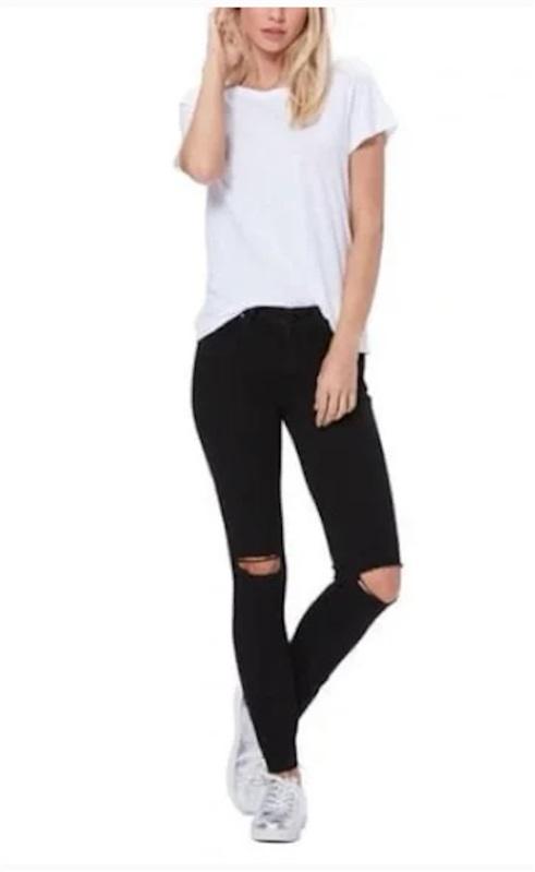 NWOT PAIGE Verdugo 34 Ankle Ultra Skinny Mid Rise Destructed Jeans Black 121294