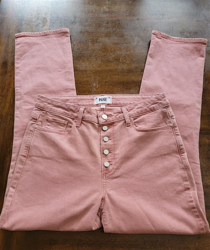 NWOT Paige 30 Cindy Ankle Straight Leg Button Fly Jeans Rose Pink 121296